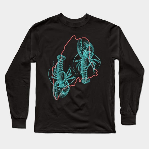 Maine Lobster WPH MEDIA Long Sleeve T-Shirt by WPHmedia